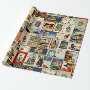 Vintage Halloween Ephemera Wrapping Paper