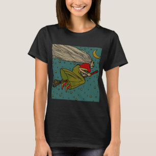 Vintage Halloween, Evil Witch Flying on Broomstick T-Shirt