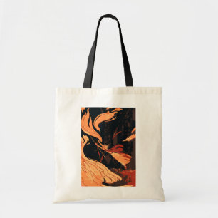 Vintage Halloween, Evil Witch with Fire in Forest Tote Bag