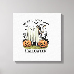 Vintage Halloween Farm Cow Canvas Print