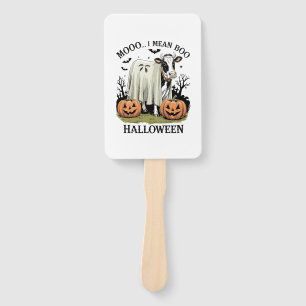Vintage Halloween Farm Cow Hand Fan