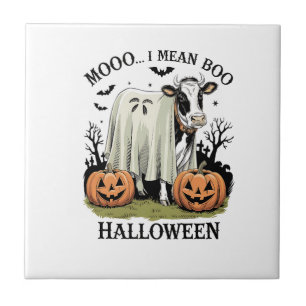 Vintage Halloween Farm Cow Tile
