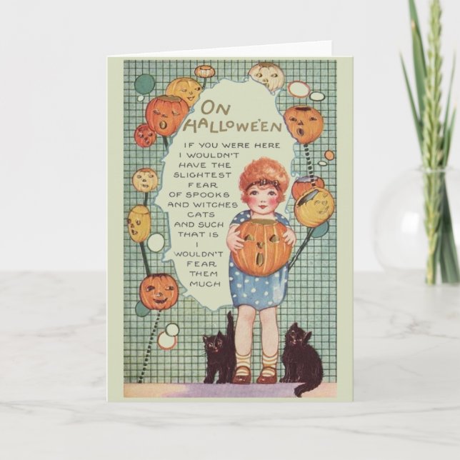 Vintage Halloween Fears Greeting Card (Front)