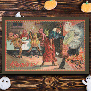 Vintage Halloween Feast with Witch & Devils Tissue Paper
