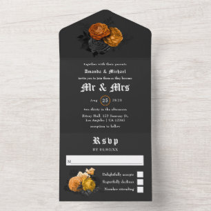 Vintage Halloween Floral Wedding All In One Invita Invitation