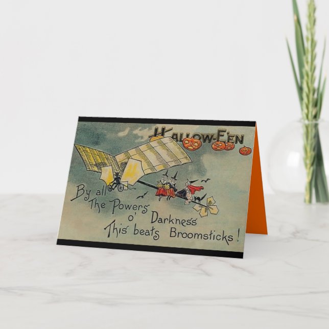 Vintage Halloween Flying High Greeting Card (Front)