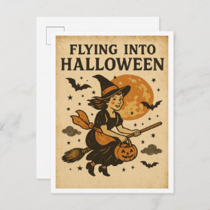 Vintage Halloween Flying Postcard
