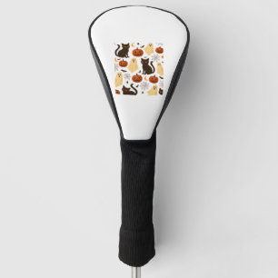 Vintage Halloween Ghost & Black Cat Pattern Classi Golf Head Cover