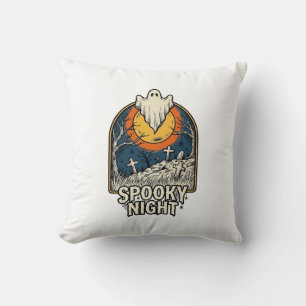 Vintage Halloween Ghost Graveyard Engraving Shirt_ Cushion