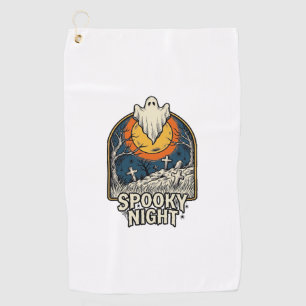 Vintage Halloween Ghost Graveyard Engraving Shirt_ Golf Towel