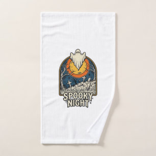Vintage Halloween Ghost Graveyard Engraving Shirt_ Hand Towel