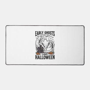 Vintage Halloween Ghost Haunted Moon Engraving Art Desk Mat