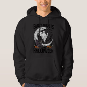 Vintage Halloween Ghost Haunted Moon Engraving Art Hoodie