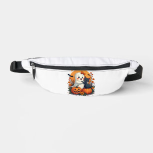 Vintage Halloween Ghost Holding Black Cat Groovy F Bum Bags