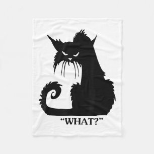 Vintage Halloween Ghost Holding Black Cat Groovy F Fleece Blanket