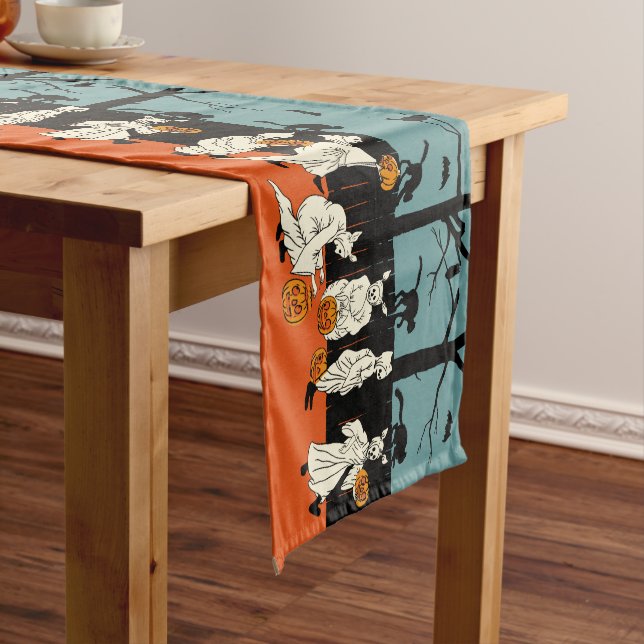 Vintage Halloween Ghost Parade Short Table Runner (In Situ)