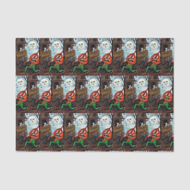 Vintage Halloween ghost pimpkin party tissue Tissue Paper (Front)