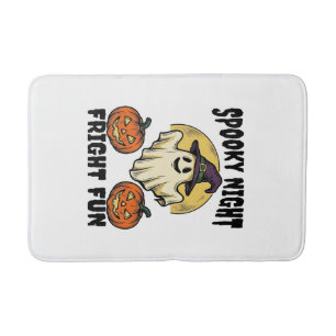 Vintage Halloween Ghost Scary Pumpkin Shirt_1 Bath Mat