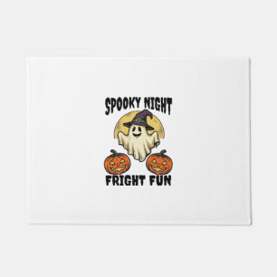 Vintage Halloween Ghost Scary Pumpkin Shirt_1 Doormat