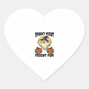 Vintage Halloween Ghost Scary Pumpkin Shirt_1 Heart Sticker