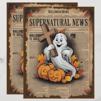 Vintage Halloween Ghost Scrapbook Paper