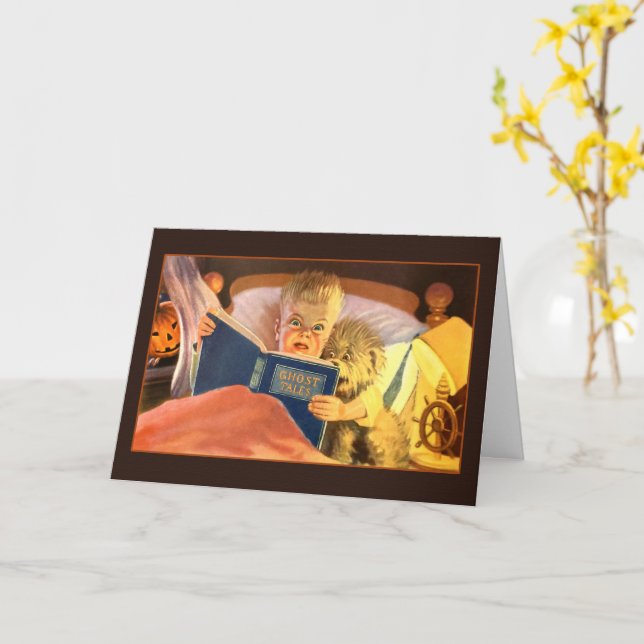 Vintage Halloween Ghost Stories  Card (Yellow Flower)
