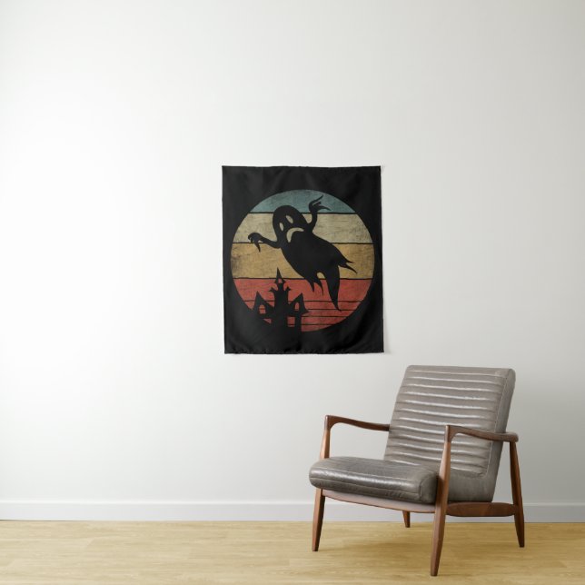 Vintage Halloween Ghost Tapestry (In Situ)