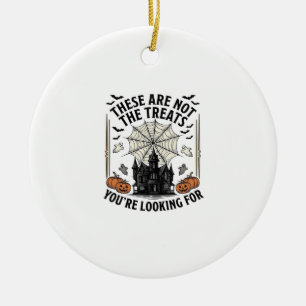 Vintage Halloween Ghost Treats Shirt Design_1 Ceramic Tree Decoration
