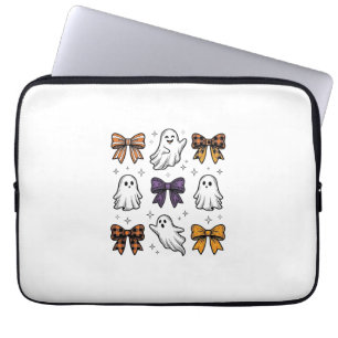 Vintage Halloween Ghosts and Bows Shirt Design_1 Laptop Sleeve