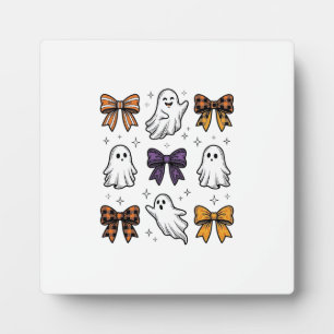 Vintage Halloween Ghosts and Bows Shirt Design_1 Plaque