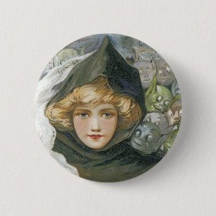 Vintage Halloween Girl 6 Cm Round Badge