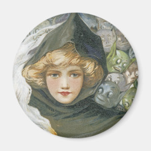 Vintage Halloween Girl Magnet