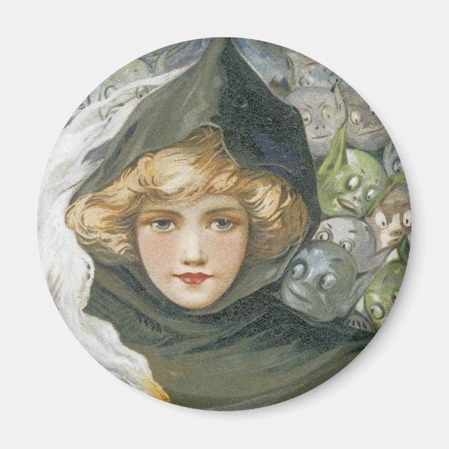 Vintage Halloween Girl Magnet (Front)