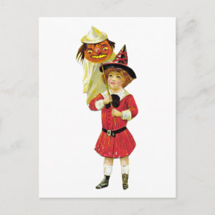 Vintage Halloween Girl Postcard