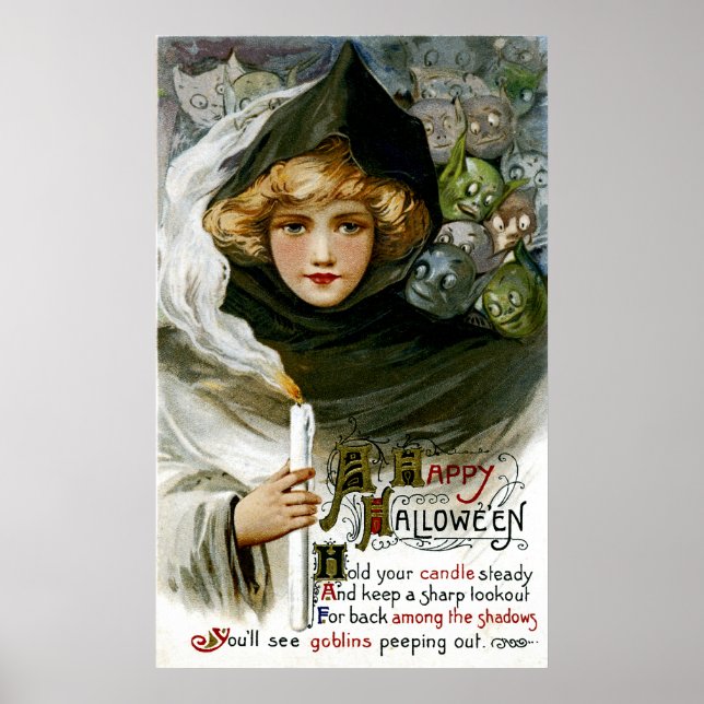 Vintage Halloween Girl Poster (Front)
