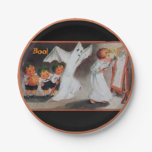 Vintage Halloween Girl with Candle Paper Plates