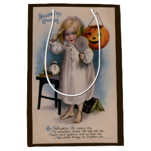 Vintage Halloween Girly Greeting Card  Medium Gift Bag