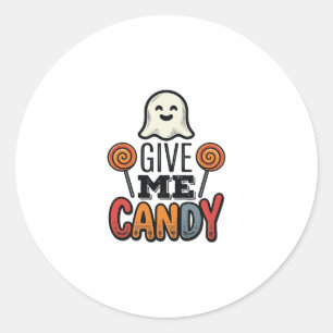 Vintage Halloween Give Me Candy Ghost Shirt Design Classic Round Sticker
