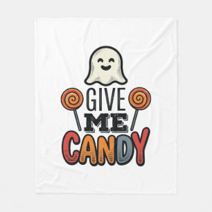 Vintage Halloween Give Me Candy Ghost Shirt Design Fleece Blanket