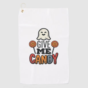 Vintage Halloween Give Me Candy Ghost Shirt Design Golf Towel