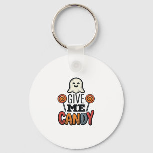 Vintage Halloween Give Me Candy Ghost Shirt Design Key Ring