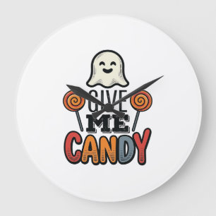 Vintage Halloween Give Me Candy Ghost Shirt Design Large Clock
