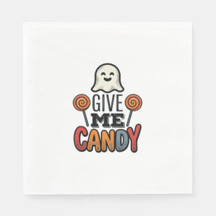 Vintage Halloween Give Me Candy Ghost Shirt Design Napkin