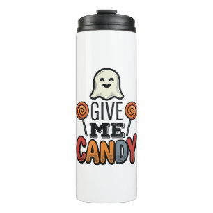 Vintage Halloween Give Me Candy Ghost Shirt Design Thermal Tumbler