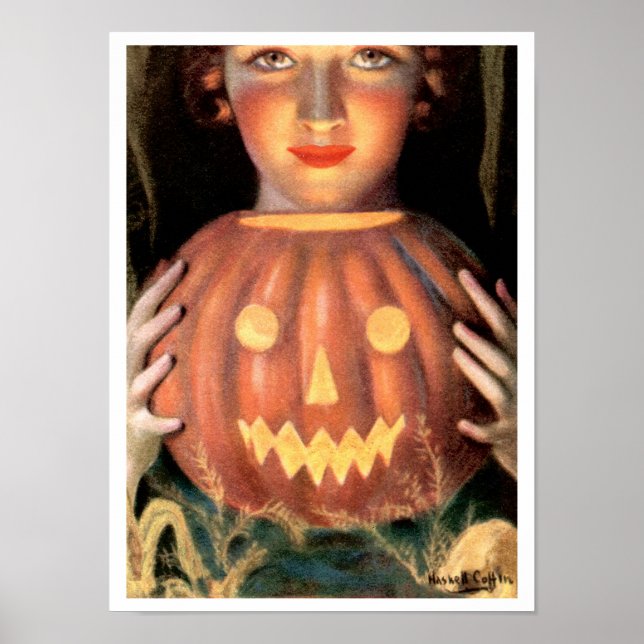 VINTAGE HALLOWEEN GLOWING JACK-O-LANTERN  POSTER (Front)