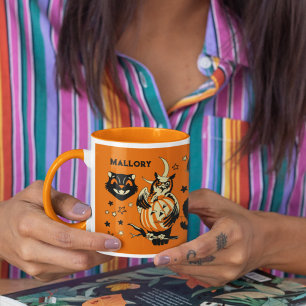 Vintage Halloween Graphics Personalised Mug