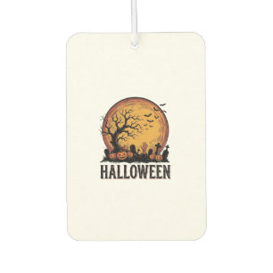 Vintage Halloween Graveyard Bat Moon Art_1 Car Air Freshener