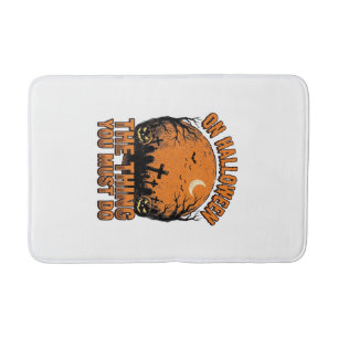 Vintage Halloween Graveyard Pumpkin Moon Shirt Des Bath Mat