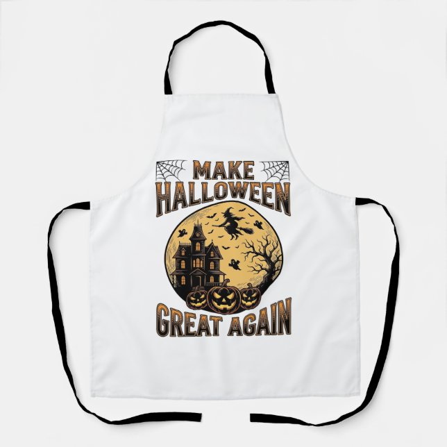 Vintage Halloween Great Again Haunted House Design Apron (Front)