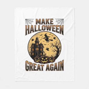 Vintage Halloween Great Again Haunted House Design Fleece Blanket